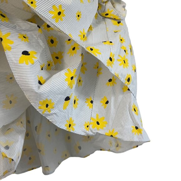 Zara Womens Sunflower Print Ruffle Layered Cropped Blouse Size Small - Picture 4 of 6